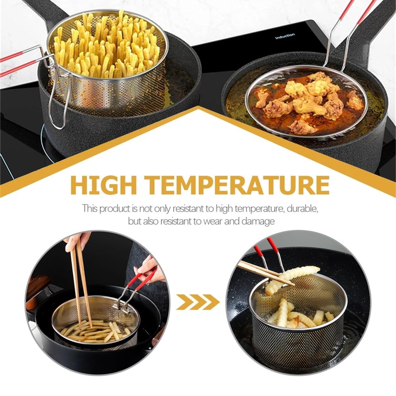 Frying Basket, Stainless Steel Pasta Basket, Fryer Basket with Long