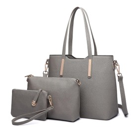 Miss Lulu Handbags Women's Shoulder Bag Women's Shoulder Bag Tote Handbag Women's Medium Handbag Set 2-Piece Set, darkgray