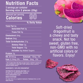 Soft-Dried Fruits Snacks by Nakihalani Farm 3.5 oz Dragonfruit - Soft Chewy Texture Healthy Snack for Adults & Kids - Non-GMO, Gluten-Free, Vegan Snacks in Resealable Bag