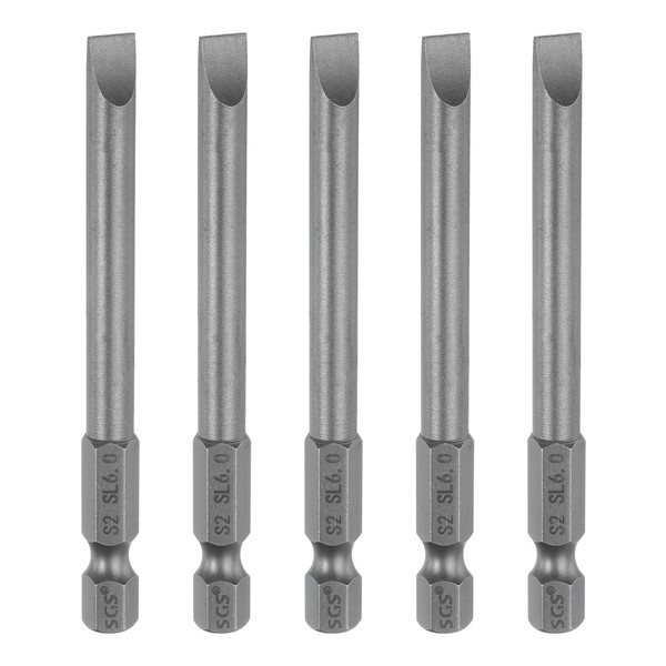 sourcing map 5pcs SL6 Magnetic Slotted Screwdriver Bits 6mm S2