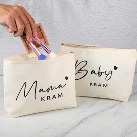 HJZHII Pack of 2 Gifts for Expectant Mothers Beige Canvas Zip Bags Gift Expectant Mum Baby Shower Gifts for Mum