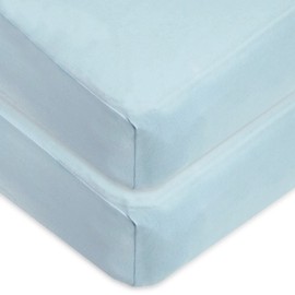 Dudu N Girlie - Cot Fitted Sheets 140 x 70cm | Bedding For Cot bed | Soft Jersey Cotton Baby Sheets 140 x 70 Fully Elasticated Skirt Breathable Easy Care (Pack of 2, Blue)
