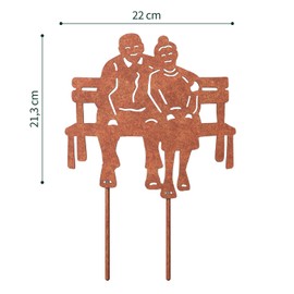 VERDOBA Old Couple Garden Decoration Grate - Grandma and Grandpa Figures Garden Decoration with Rust Patina - Garden Stake Rust - Grandma and Grandpa on Bench Made of Sturdy Iron - Rust Decoration