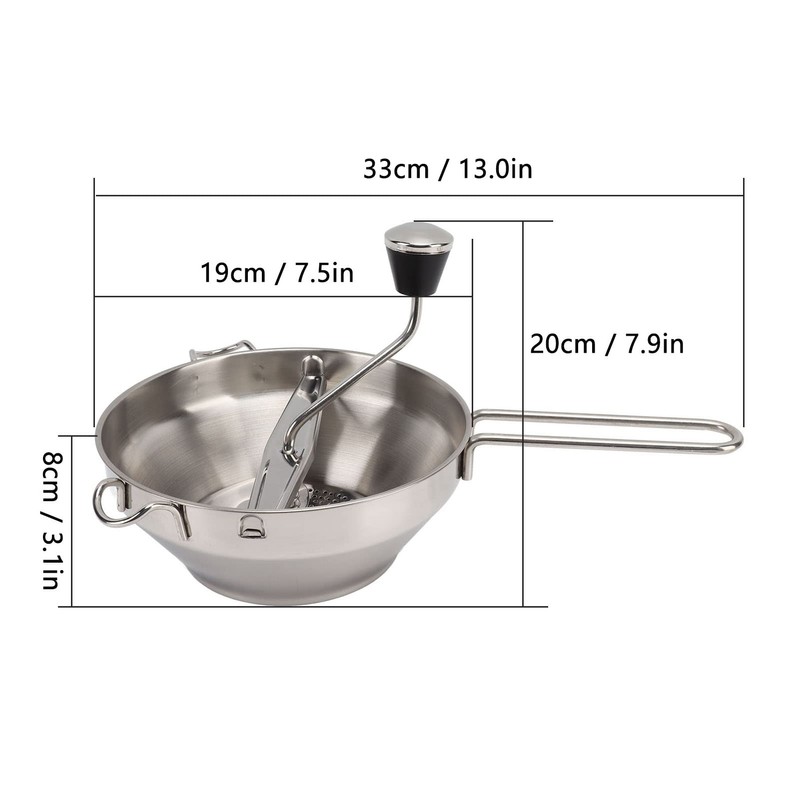 Rotary Food Mill with 3 Interchangeable Disks, Easy to Use