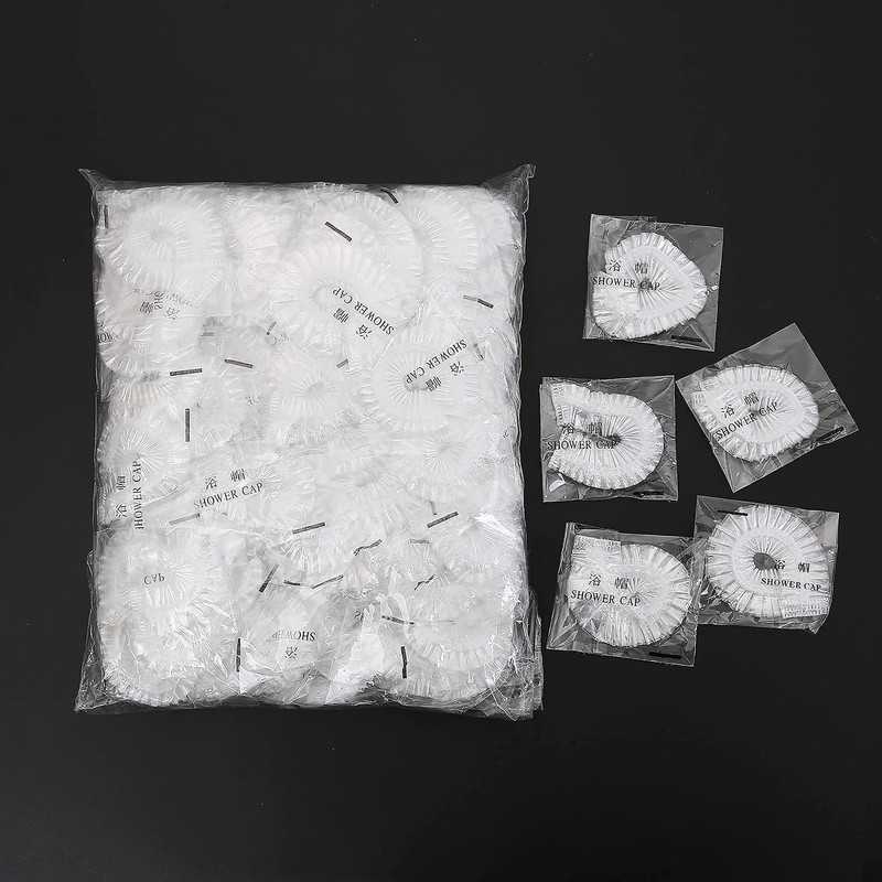 100 x Disposable Shower Caps Earphones Individually Wrapped