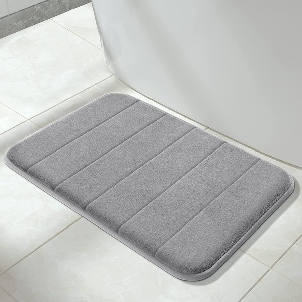 Yimobra Memory Foam Bath Mat, Soft Comfortable, Super Water Absorption, Non-Slip, Thick, Machine Washable, Easy to Dry, for Bathroom Rug (Grey, 80 x 50 cm)