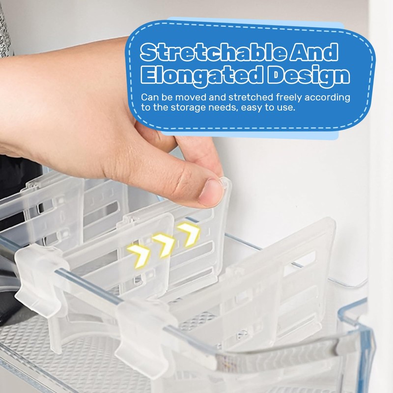 ASTIMESA Adjustable Clear Fridge Divider Set, Retractable Fridge Door Organizer