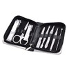 English Pewter Fox Head Design Black Leatherette Manicure Set