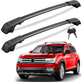KINGGERI 300lb Lockble Roof Rack Cross Bars Compatible with Volkswagen VW Atlas 2017-2026 with Raised Side Rails(Not For Atlas Cross Sport), Heavy Duty Anti-Theft Aluminum Roof Rails Crossbars Rooftop