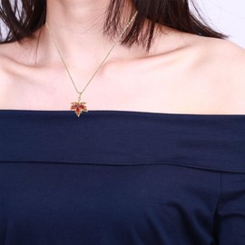 Solighter Maple Leaf Stud Earrings Necklace for Women Crystal Rhinestone Glitter Fall Autumn Leaves Pendent Necklace Earrings Party Accessories (Red C)