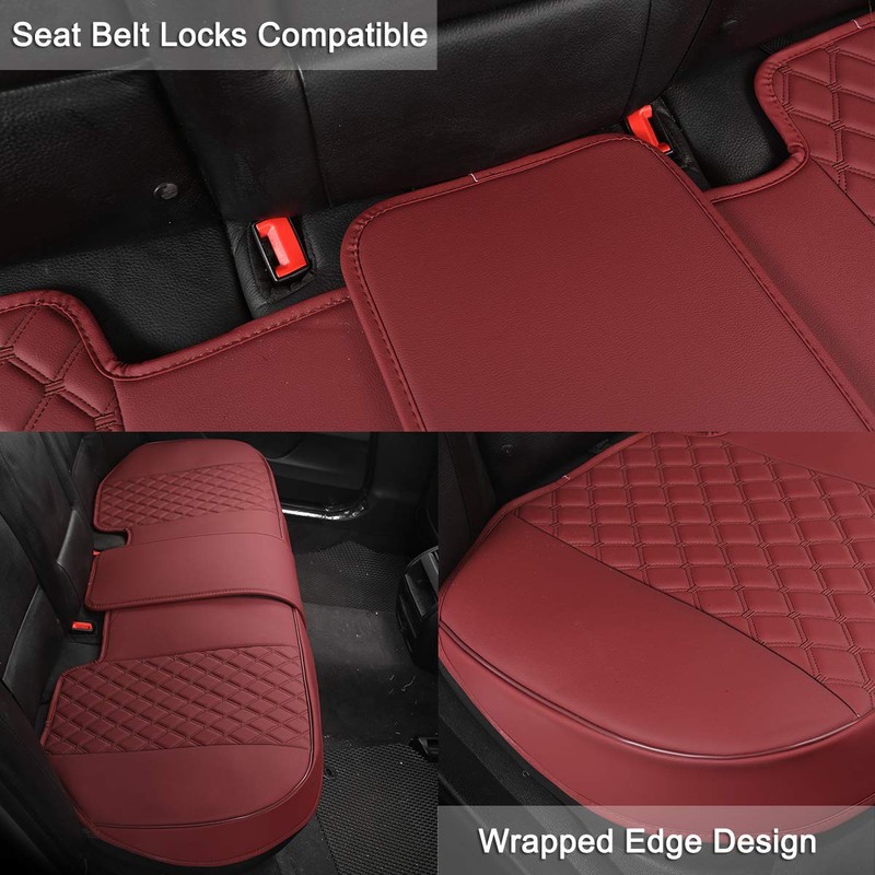Black Panther Luxury PU Leather Rear Car Seat Cover,Compatible with