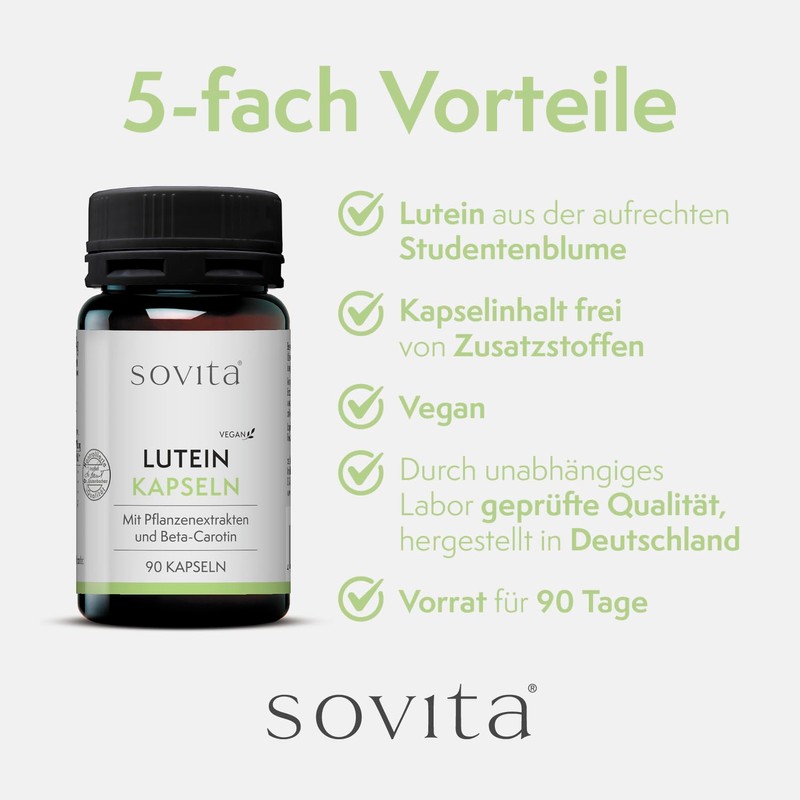 Sovita Lutein Capsules Eye Health & Vision With Beta-Carotene &