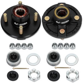 2 Sets 4 Lug Trailer Hub Kit for 2000 Lbs, for 1'' BT9 Straight Axle Spindle Trailer hub 4 Lug, Prelubricated L44643 Bearings 4×4 Trailer Axle Kit, Boat Trailer Hubs 4 Lug(only for Straight Spindle)