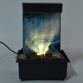 Tabletop Fountains, Desktop Water Fountain with LED Light Relaxation Indoor Fountain Ornament for Home Office Bedroom Decor, Housewarming Gift