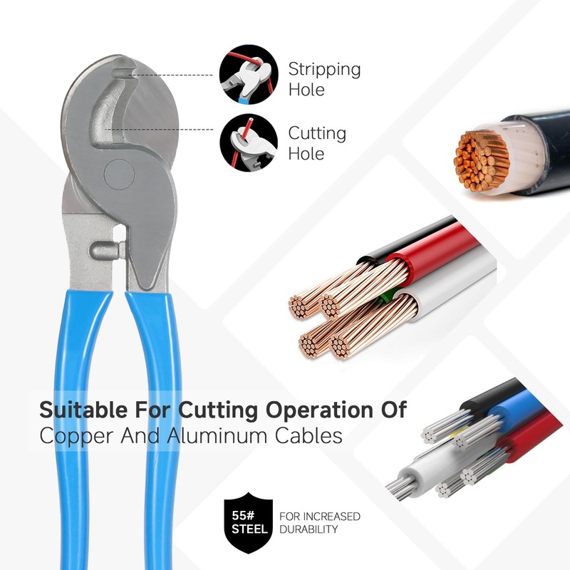10 US Ton Hydraulic Crimper Tool Kit with Cable Cutter,