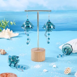 Jellyfish Dangle Earrings for Women, Beadthoven Summer Boho Mermaid Drop Tassel Glass Bead Earrings Statement Cute Beach Ocean Sea Animals Summer Jewelry Gifts - Teal