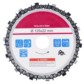 Wolfride Disc Grinder, Blade, Chainsaw, 14 Teeth Cutting, Diameter 4.9 inches (125 mm), Hole Diameter 0.9 inches (22 mm), Alloy Disc Grinder Accessory, Removable, For Woodcarving, Woodworking, DIY