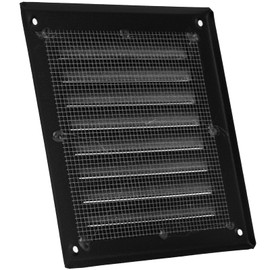 Vent Systems - 5 x 5 Inch (Inner) Black Metal Square Soffit Air Vent Grille Cover, Register Vent Deflector Louver Built-in Mesh HVAC for Bathroom Home Office Kitchen 6.5" x 6.5" (Outer)