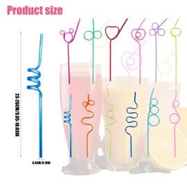 12 Designs 24 Pieces, Party Straws for Kids and Adults, Reusable Straws, Crazy Straws for Family Gatherings, Reusable Drinking Straws for Smoothies and Juices