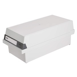 HAN 956-13 Index Card Box A6 Landscape for 1300 Cards 2 Support Plates with Viewing Tabs, light grey