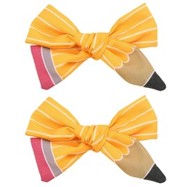 Yellow Pencil Hair Bow Clip for Girls,Back to School Bow Hair Clips 2pcs Yellow Striped Alligator Clips Hair School Accessories for Little Girls, Toddlers, Kids, and Teens