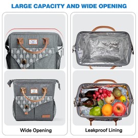 Lekespring Women's Cool Bag, Lunch Bag, 10 L, Small Cool Bag, Insulated Bag, Lunch Bag for On the Go, Work, Picnic, Outdoor (Grey-01)