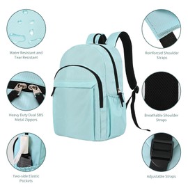 Lightweight Blue Backpack for School, Water Resistant Bookbag for Girls Boys, Travel Laptop Backpack, Work Backpack for Women, Backpack for College Students, Bookbag for High, Middle School