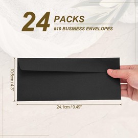 PATIKIL Letter Set Blank Envelopes 17 Colors 9.5 x 4.1 Inches with Stickers #10 Letter Set for Mailing Business Stationery Office Christmas Cards Birthday Pack of 24 Black