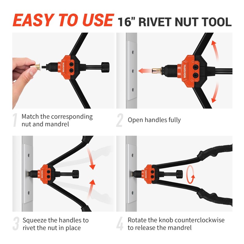 novorik Rivet Nut Tool 16” RIV Nut Tool Kit with
