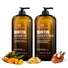 Botanic Hearth Biotin Shampoo and Conditioner Set - with Ginger Oil & Keratin for Hair Loss and Thinning Hair for Men and Women - Sulfate Free, 16 fl oz each