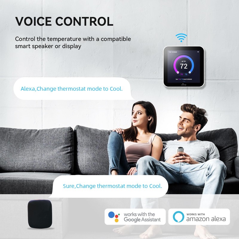 vine Programmable Thermostat for House with 4.0" Touch Screen, WiFi