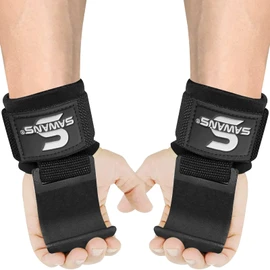 Lifting Hook Non-Slip Coated Heavy Duty Solid Steel Neoprene Thick Padded Wrist Support Pair Weight Lifting Gym Deadlift Strength Training Equipment (Black)