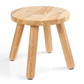 FdcZeyxior Natural Solid Wood Step Stool 10 Inch Short Sit Chair Portable Round Small Four Legged Wooden Sitting Stool for Adults Bathroom Classroom Bedroom Kitchen Plant Stand Decor, Detachable
