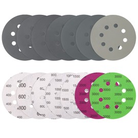 VIBRATITE Pack of 70 Sandpaper 125 mm , Wet and Dry Sanding Discs, Grit 400 600 800 1000 1500 2000 3000, 8 Holes Random Orbital Sandpaper Sandpaper for Car Metal Wood