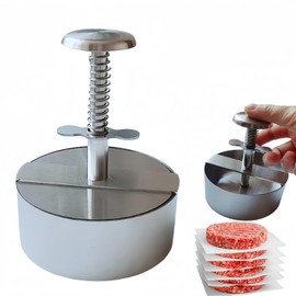 HNOYGNU Burger Press, Stainless Steel Hamburger Burger Press Adjustable Hamburger Patty Maker, Non Stick Patty Press for Grilling and Cooking (Diameter 12cm/4.8inch)