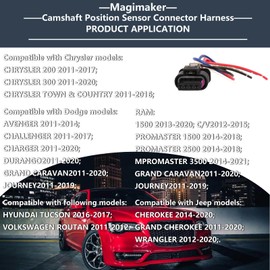 Magimaker Camshaft Position Sensor Connector Harness Compatible with Jeep Cherokee Wrangler Ram Chrysler Dodge Durango Hyundai 2011-2020 Replaces 05149141AFL8