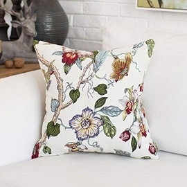 TAOSON Set of 2,Spring Beige Beautiful Bird Flowers Trees Gorgeous Cotton Soft Home Decorative Throw Cushion Cover Pillow Cover Pillowcase with Hidden Zipper Closure Only Cover No Insert 18x18 Inch