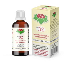 MAGISTER DOSKAR Tropfen Nr. 32 – Homöopathische Neurastenietropfen, 50 ml – Unterstützt bei Erschöpfung – Lindert nervöse Unruhe – Stärkt das Nervensystem – Natürliche Pflanzenextrakte