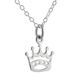 FashionJunkie4Life Sterling Silver Tiny Princess Crown Tiara Charm Pendant Necklace,18 Inch