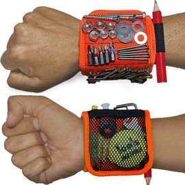 Magnetic Wristband with 20 Strong Magnets for Holding Screws, Nails, Drill Bits Best Unique Tool Gift for Men, Father Dad, DIY Handyman, Husband, Boyfriend, Him, Women, by MEBTOOLS