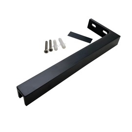 LukLoy Fixed Glass Support Bracket Stabilizer Brace, Frameless Glass to Wall Clamp Shower Glass Support Bar L Shape Mounting Bracket, No-drill-in-glass. (Glass on Right, Matte Black)