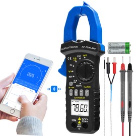 Medidor de abrazadera digital Bluetooth Multímetro ac dc amp Meter AP-7200APP Alcance automático 6000 conteos Amperaje, voltaje, capacitancia, continuidad, amperímetro de sujeción Ohm
