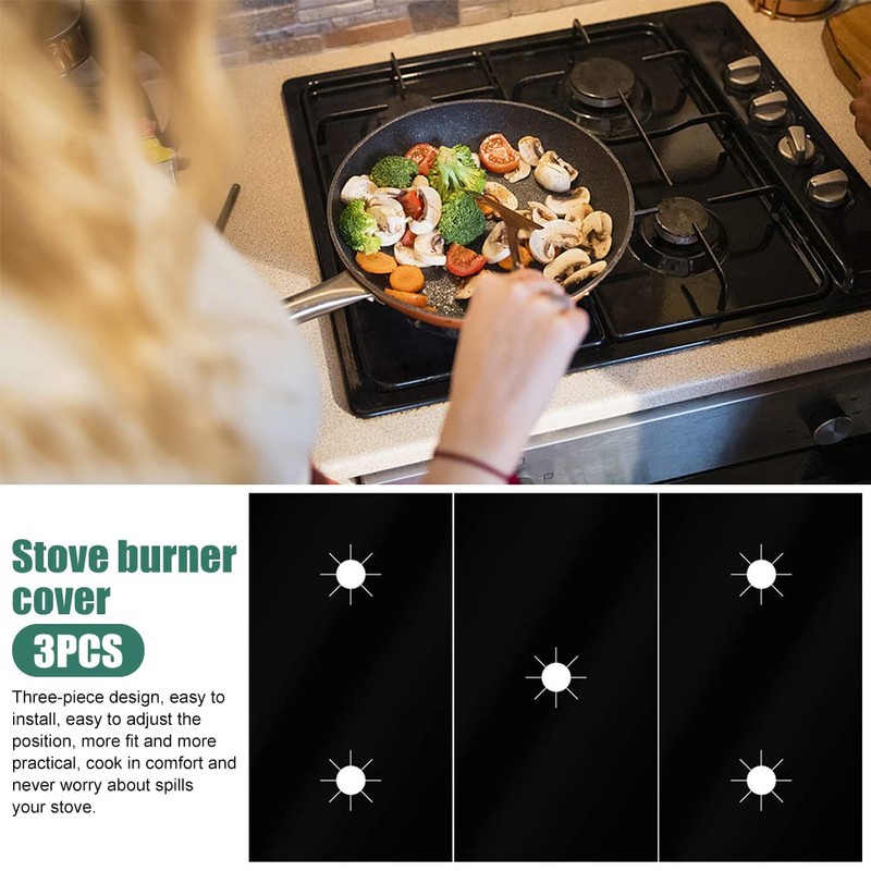 3Pcs Non-Dirty Stove Burner Cover Range Protector Gas Hob Top