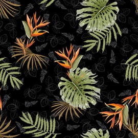 VaryFloral Dark Palm Leaf Wallpaper Peel and Stick Tropical Jungle Bird of Paradise Leaf Wallpaper Removable Black Floral Botanical Contact Paper for Cabinet Drawer 12"x 118" Vintage Vinyl Wall Paper