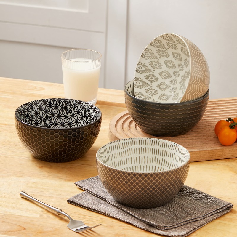 Signature Housewares Pad Print Set of 4 Assorted Bowls 6",