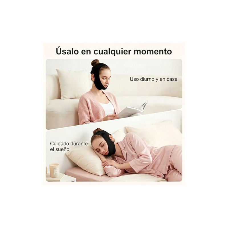 Faja para Papada Mujer, Banda Facial Ajustable Reutilizable | Correa