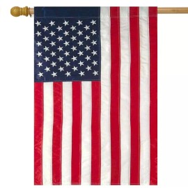 Briarwood Lane American Flag Pole Kit Wooden 2 piece House Flag Stars & Stripes USA 28" x 48"
