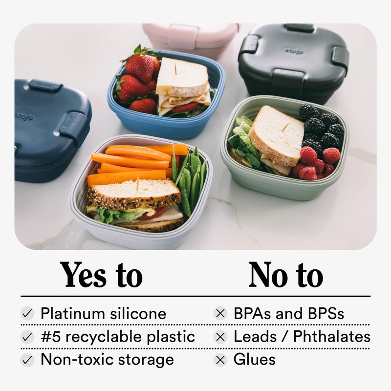 Stojo Collapsible Sandwich Box - Reusable Pocket Size Travel Camping