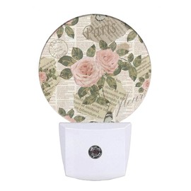 EKOBLA Vintage Flower Butterfly Night Light Floral Plug into Wall with Dusk to Dawn Light Sensors, Warm Nightlights for Bedroom, Bathroom, Hallway, Kitchen, Gifts for Girls Women
