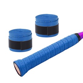 CAPASTEC 2 Pack Tennis Badminton Perforated Grip Tape Breathable Fishing Rod Bicycle Baseball Racquet Wet Type Blue